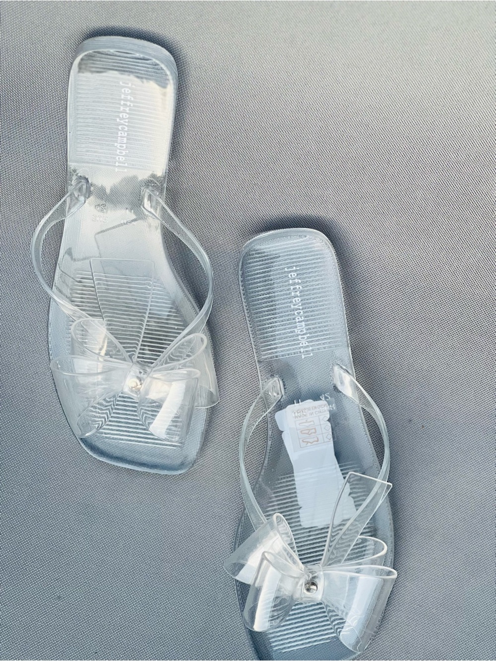 NWOB $98 Jeffrey Campbell Sugary Clear Bow Flat Sandals 11 EU 42